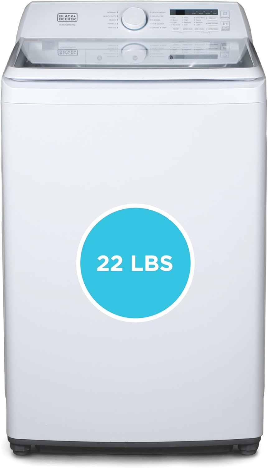 BLACK DECKER Portable Washer 0.9 Cu Ft 5 Cycles Top Load BPWM09W