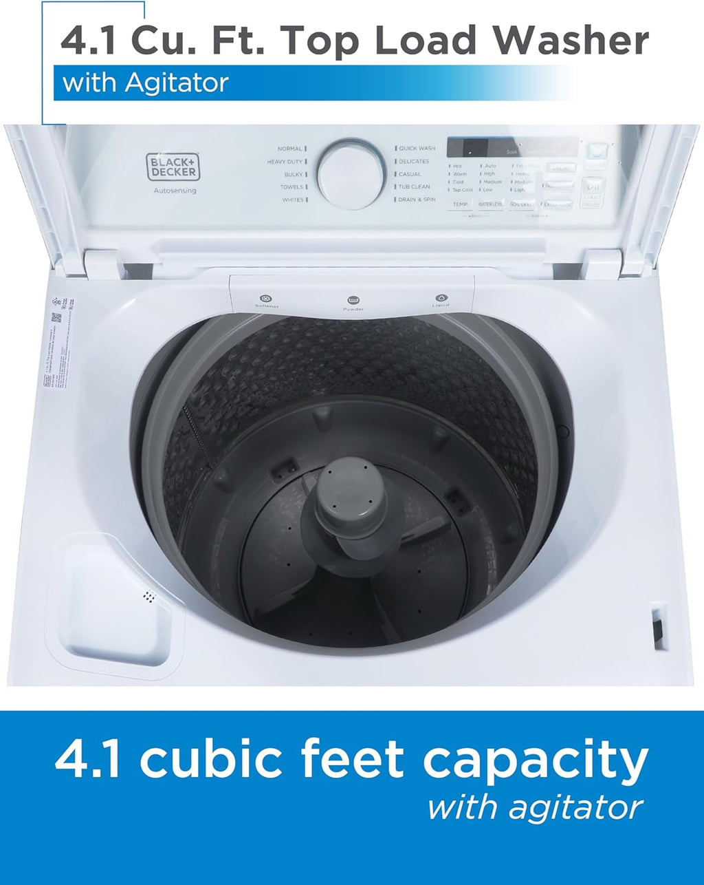 BLACK DECKER Portable Washer 0.9 Cu Ft 5 Cycles Top Load BPWM09W