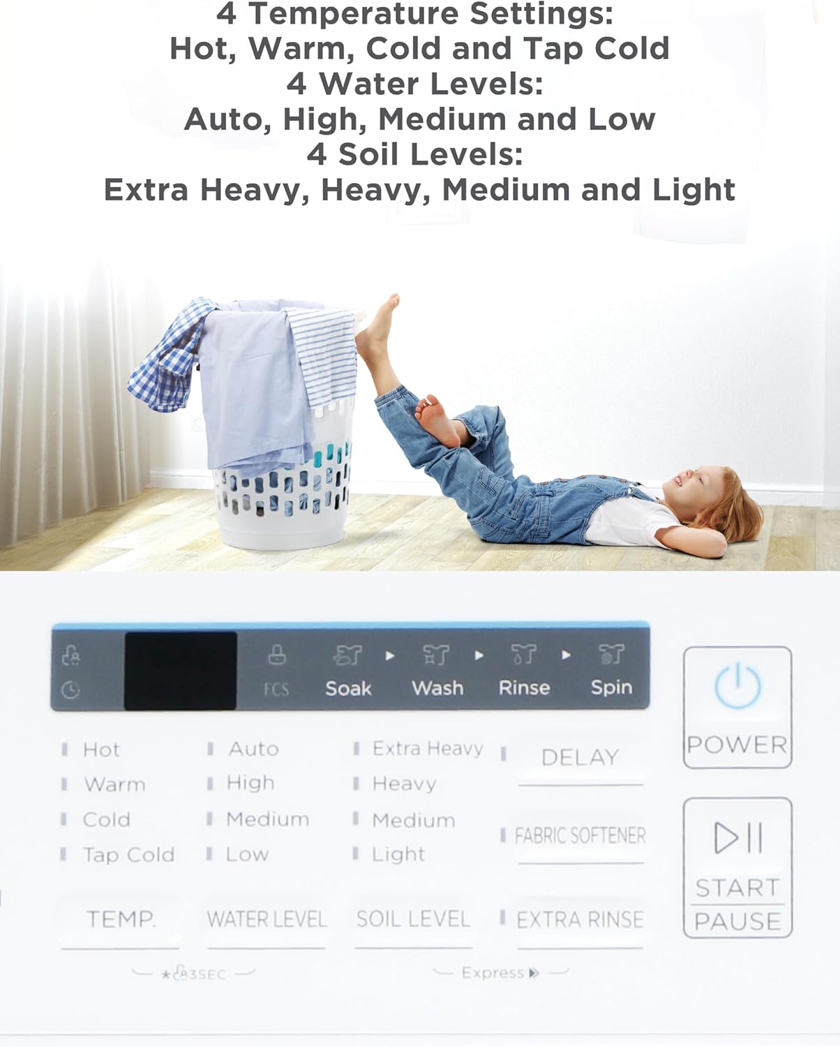 BLACK DECKER Portable Washer 0.9 Cu Ft 5 Cycles Top Load BPWM09W