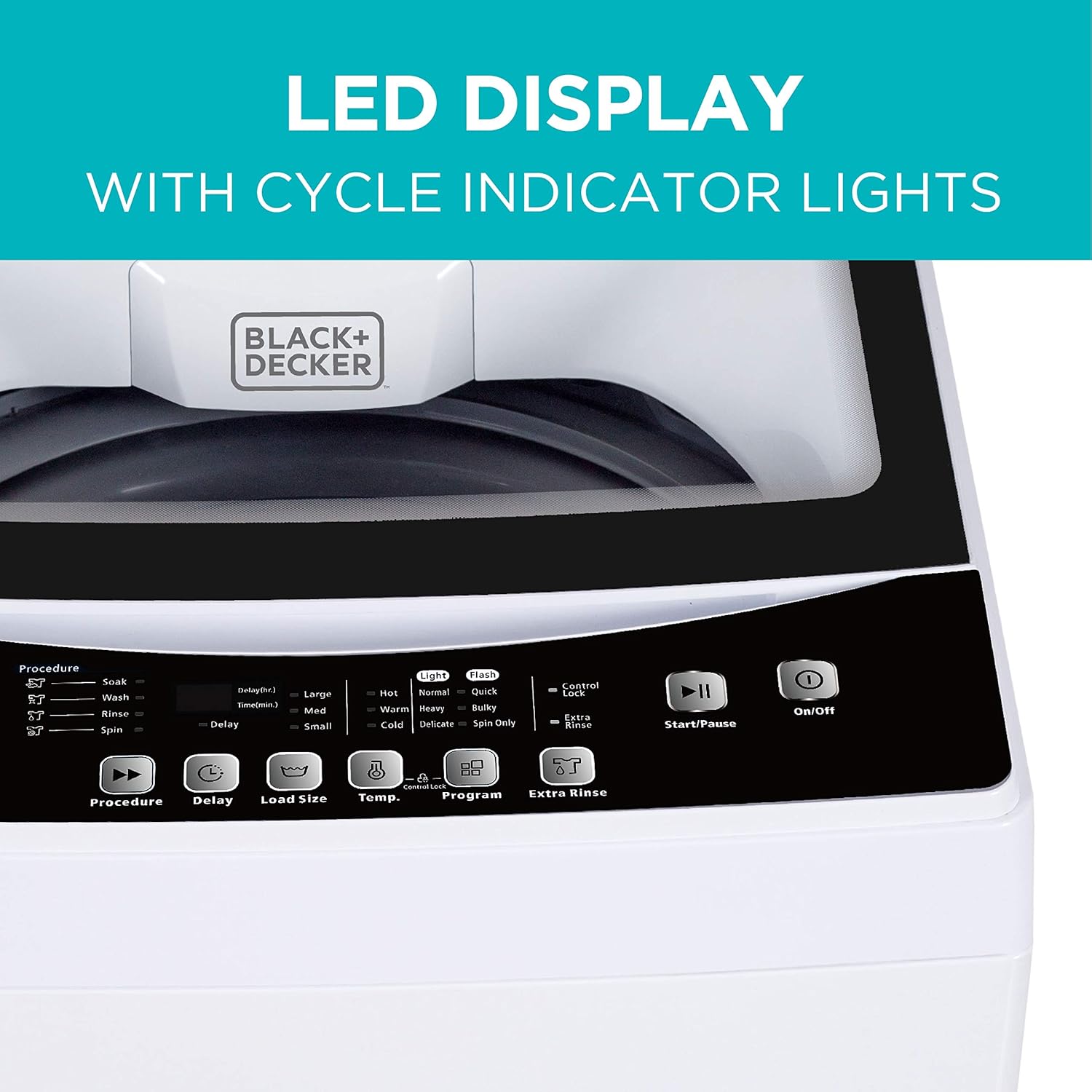 BLACK DECKER Portable Washer 0.9 Cu Ft 5 Cycles Top Load BPWM09W