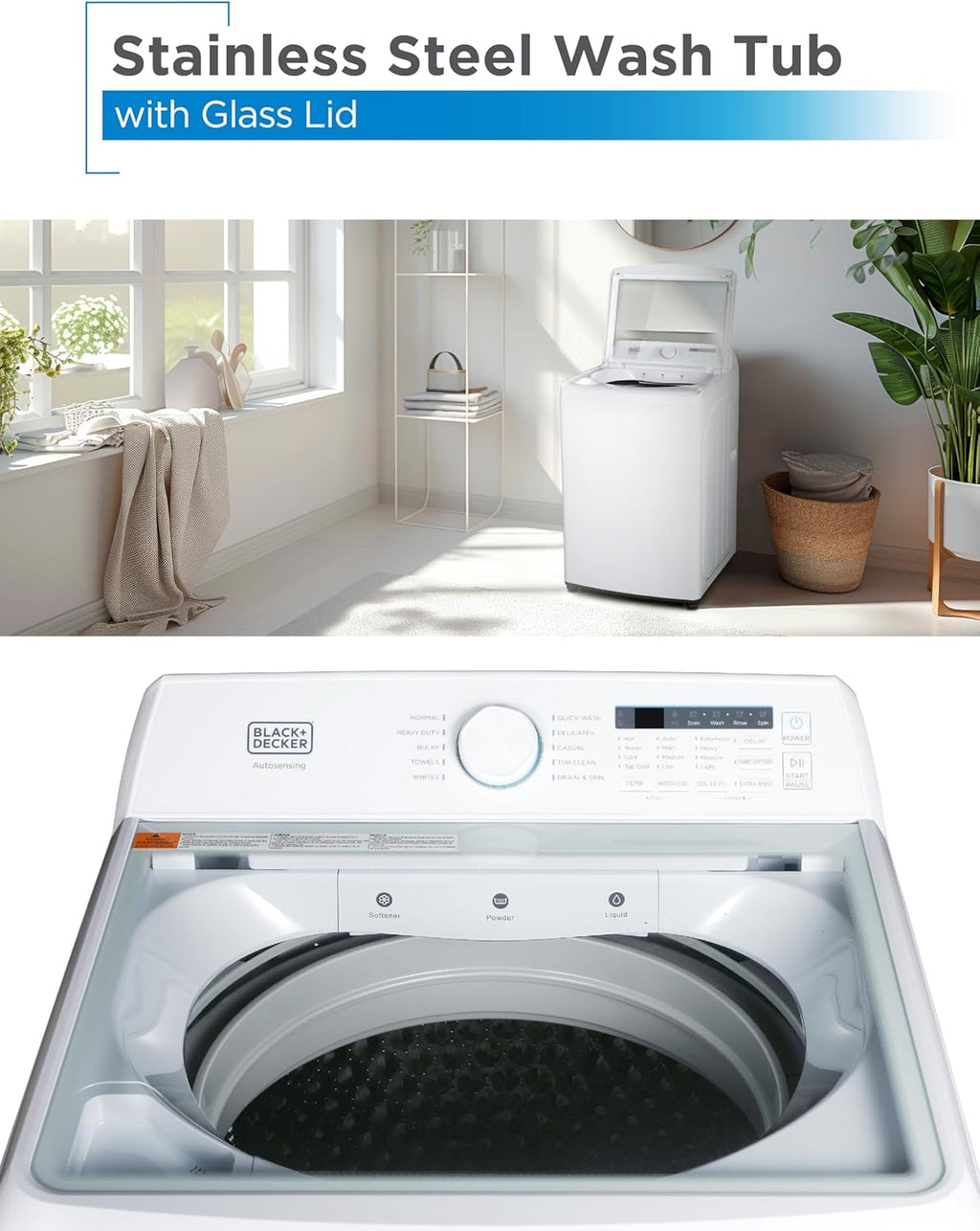 BLACK DECKER Portable Washer 0.9 Cu Ft 5 Cycles Top Load BPWM09W