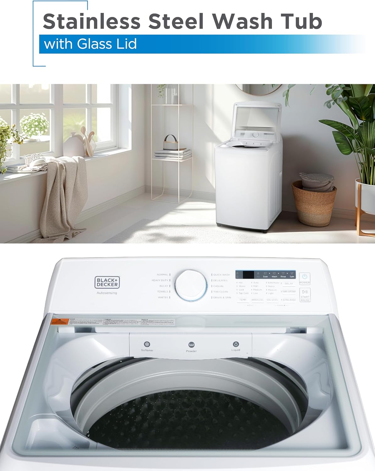 BLACK DECKER Portable Washer 0.9 Cu Ft 5 Cycles Top Load BPWM09W