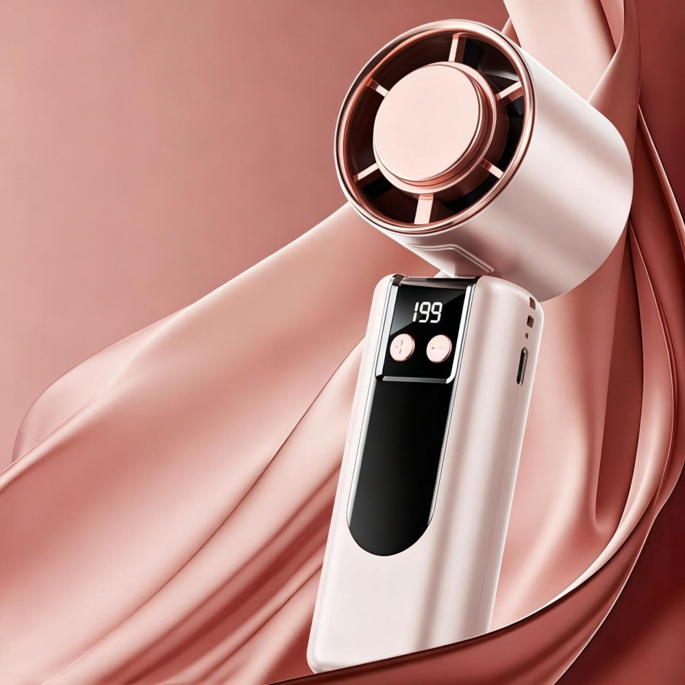 Velocity Pro High-Speed Handheld Fan - with 199-Speed Scroll & Digital Display (Space Grey / Arctic White / Petal Pink)