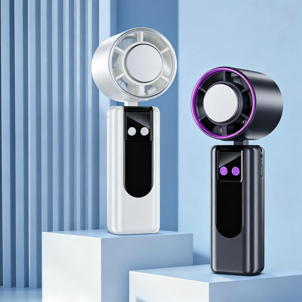 Velocity Pro High-Speed Handheld Fan - with 199-Speed Scroll & Digital Display (Space Grey / Arctic White / Petal Pink)