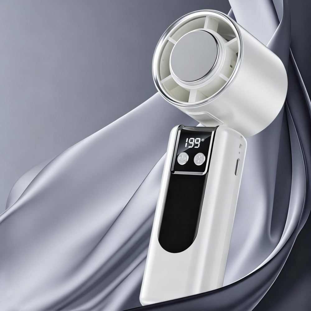 Velocity Pro High-Speed Handheld Fan - with 199-Speed Scroll & Digital Display (Space Grey / Arctic White / Petal Pink)