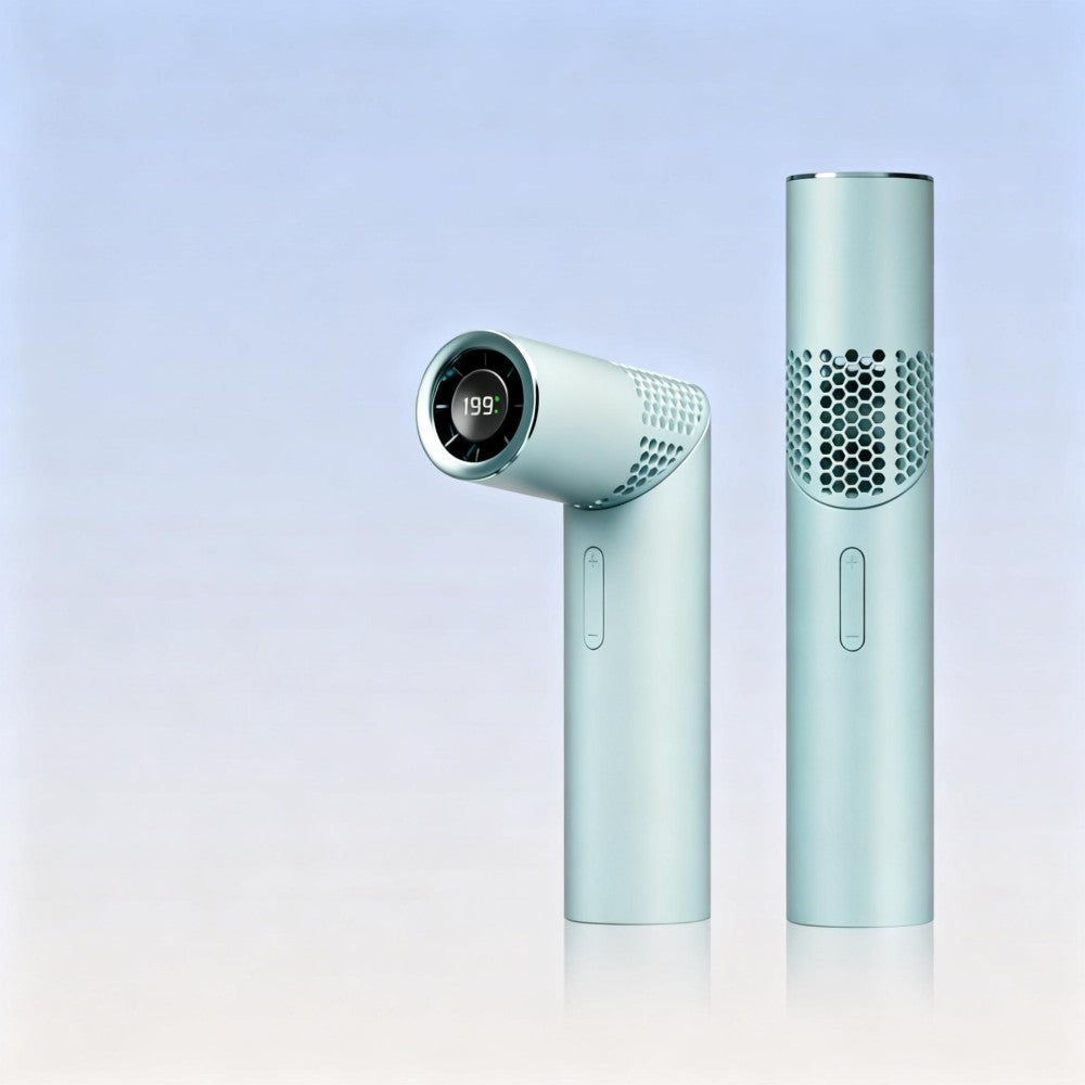 LuxeWand Compact Lipstick-Style Fan - with Stepless Turbo Airflow (Lavender Mist / Pearl White / Mint Green)