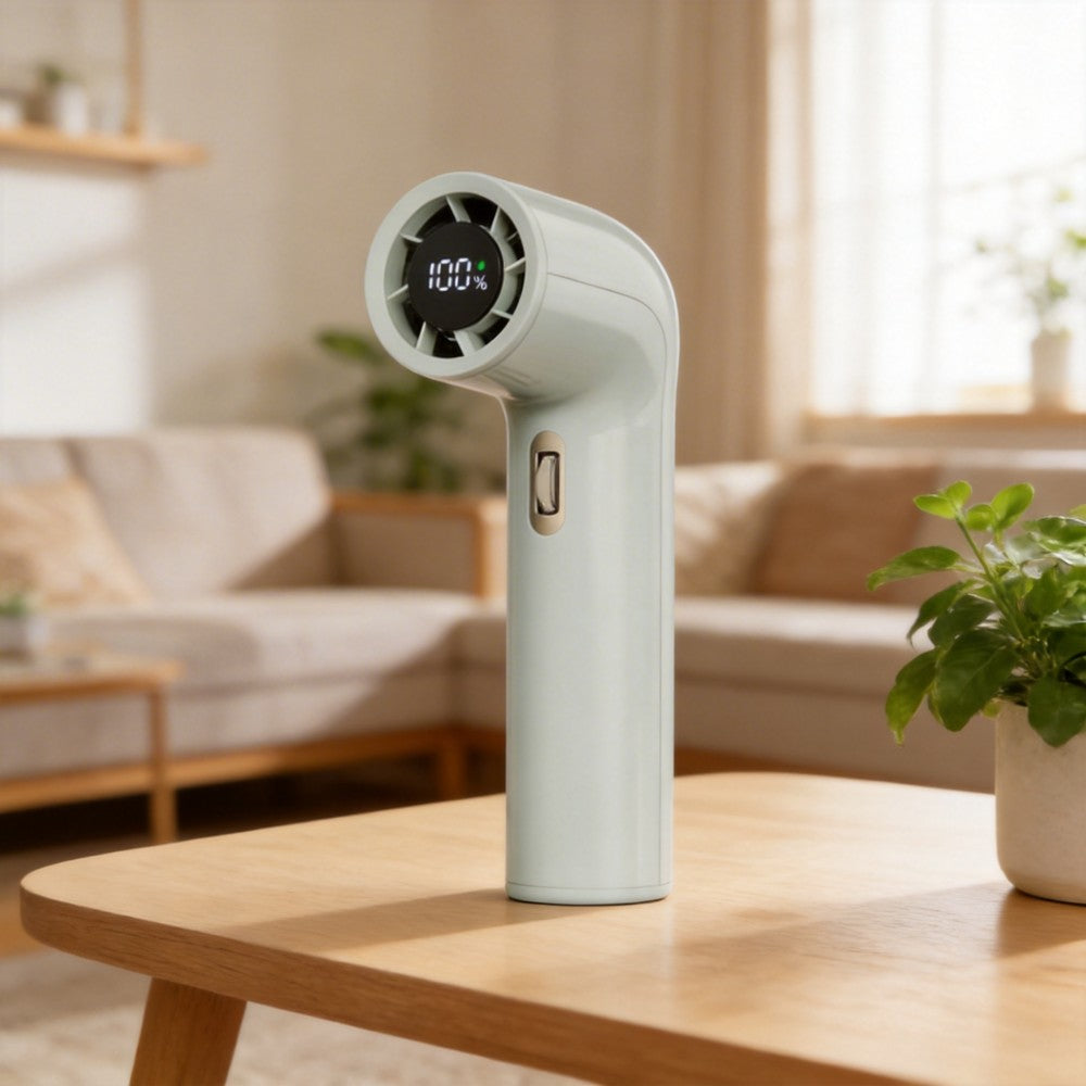 TurboFlow 100-Speed Smart Handheld Fan - with LED Display & High-Torque Turbine (Cloud White / Warm Sand / Glacial Mint)