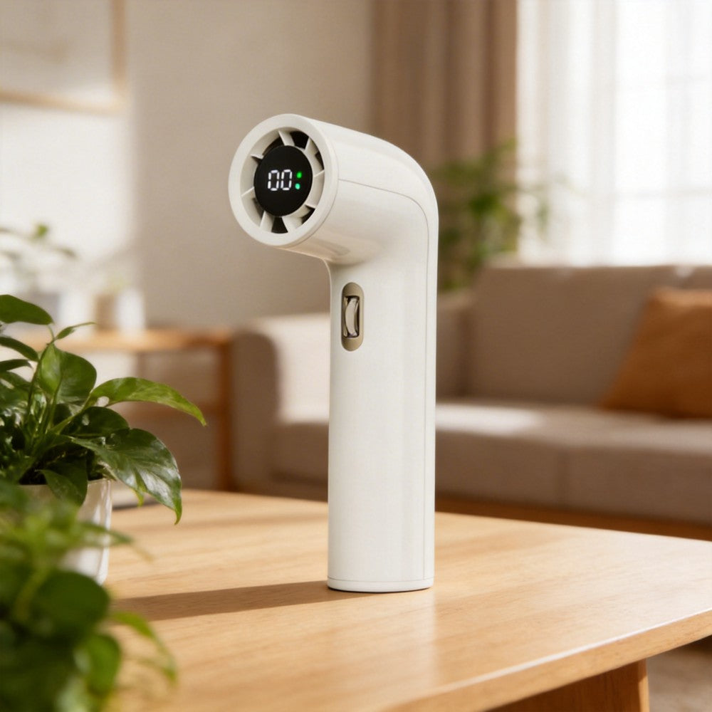 TurboFlow 100-Speed Smart Handheld Fan - with LED Display & High-Torque Turbine (Cloud White / Warm Sand / Glacial Mint)
